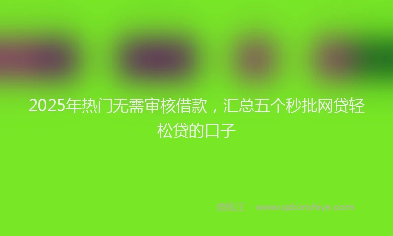 2025年热门无需审核借款，汇总五个秒批网贷轻松贷的口子