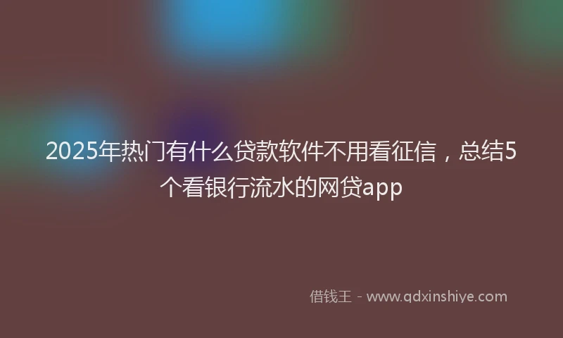 2025年热门有什么贷款软件不用看征信，总结5个看银行流水的网贷app