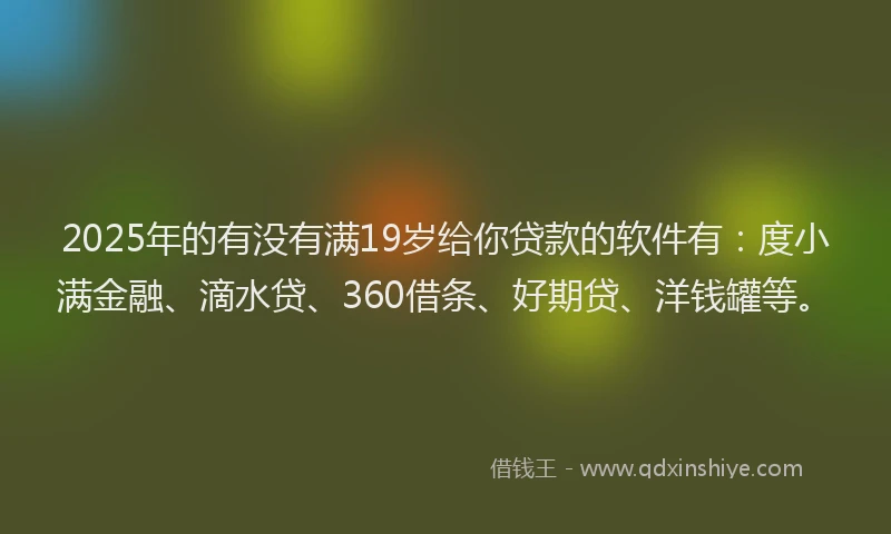 2025年的有没有满19岁给你贷款的软件有：度小满金融、滴水贷、360借条、好期贷、洋钱罐等。