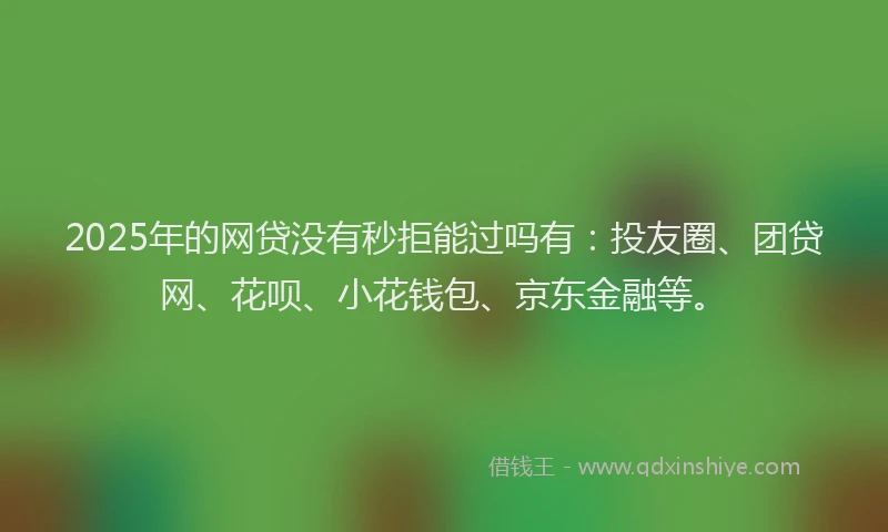 2025年的网贷没有秒拒能过吗有：投友圈、团贷网、花呗、小花钱包、京东金融等。