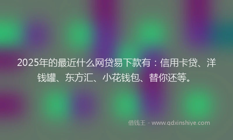 2025年的最近什么网贷易下款有：信用卡贷、洋钱罐、东方汇、小花钱包、替你还等。