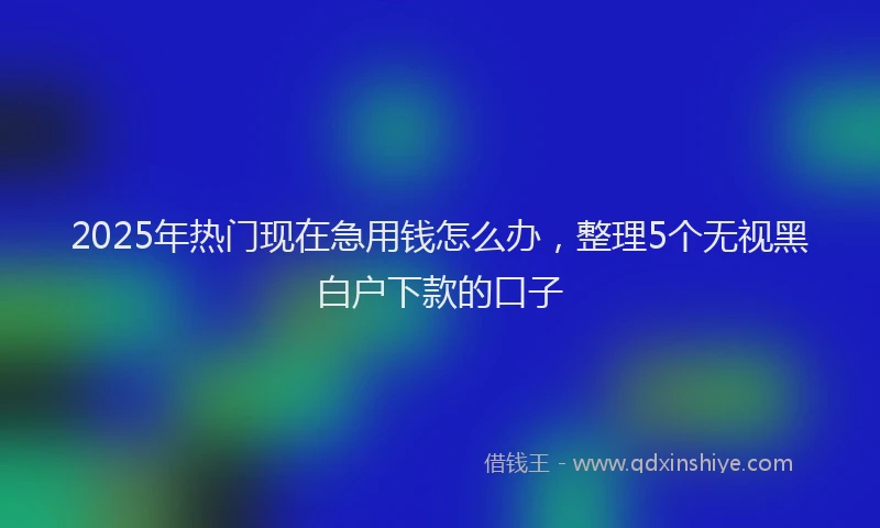 2025年热门现在急用钱怎么办，整理5个无视黑白户下款的口子
