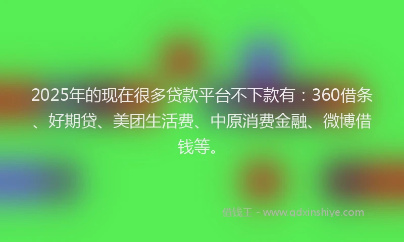 2025年的现在很多贷款平台不下款有：360借条、好期贷、美团生活费、中原消费金融、微博借钱等。