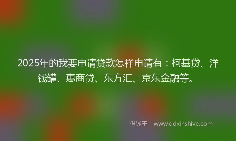 2025年的我要申请贷款怎样申请有：柯基贷、洋钱罐、惠商贷、东方汇、京东金融等。