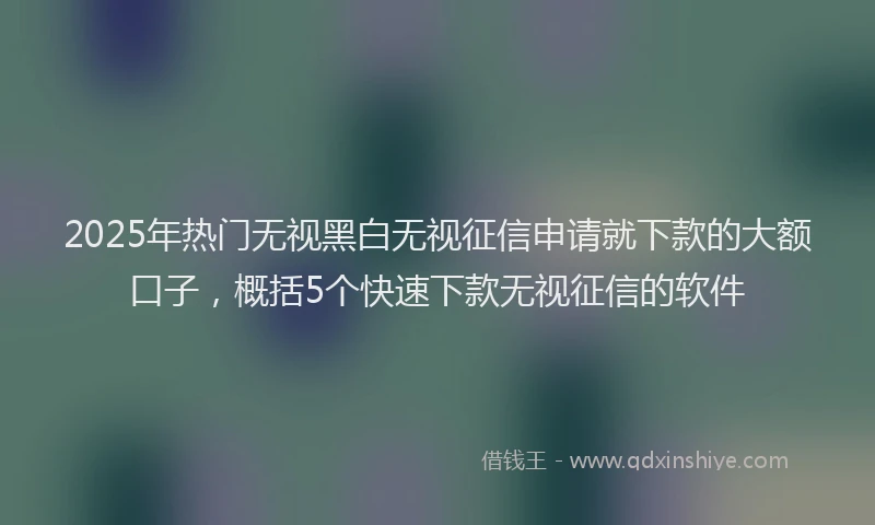 2025年热门无视黑白无视征信申请就下款的大额口子，概括5个快速下款无视征信的软件