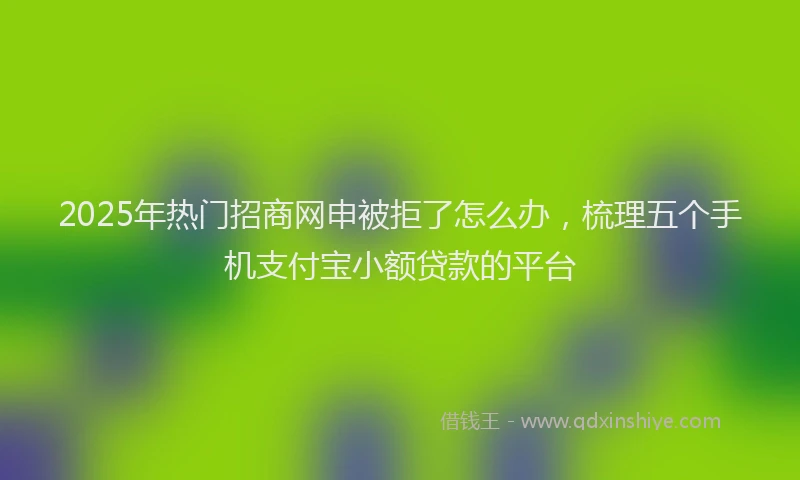2025年热门招商网申被拒了怎么办，梳理五个手机支付宝小额贷款的平台
