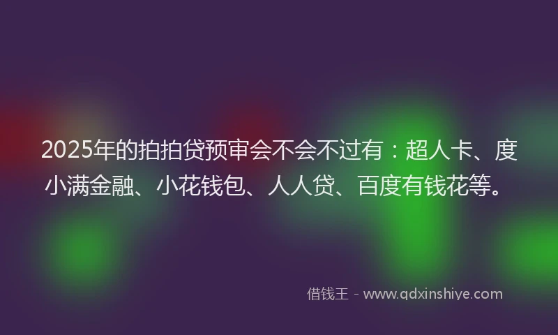 2025年的拍拍贷预审会不会不过有：超人卡、度小满金融、小花钱包、人人贷、百度有钱花等。