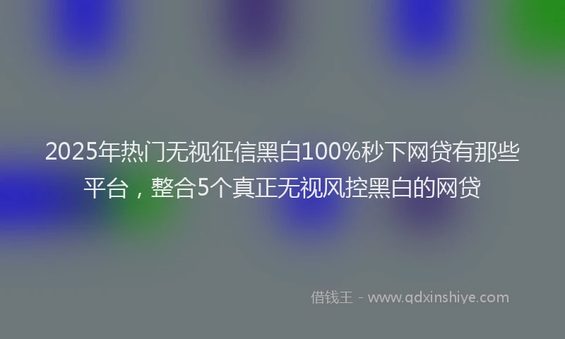 2025年热门无视征信黑白100%秒下网贷有那些平台，整合5个真正无视风控黑白的网贷