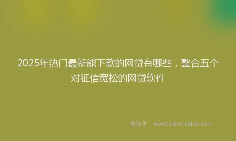 2025年热门最新能下款的网贷有哪些，整合五个对征信宽松的网贷软件