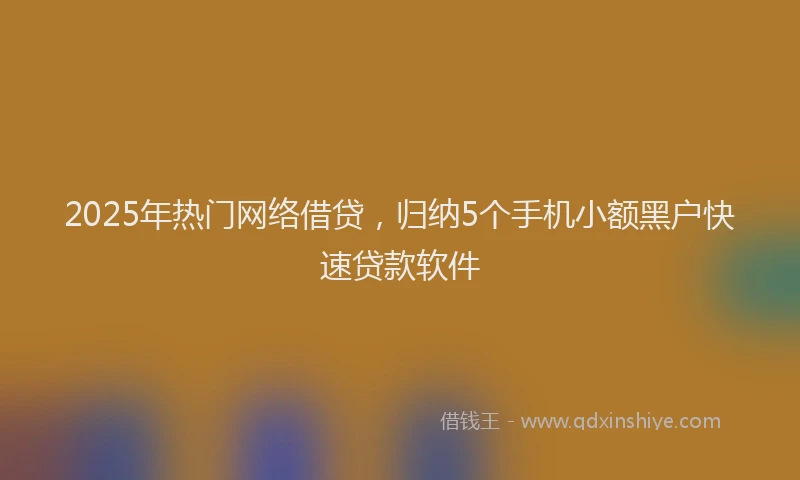 2025年热门网络借贷，归纳5个手机小额黑户快速贷款软件
