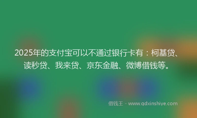 2025年的支付宝可以不通过银行卡有：柯基贷、读秒贷、我来贷、京东金融、微博借钱等。