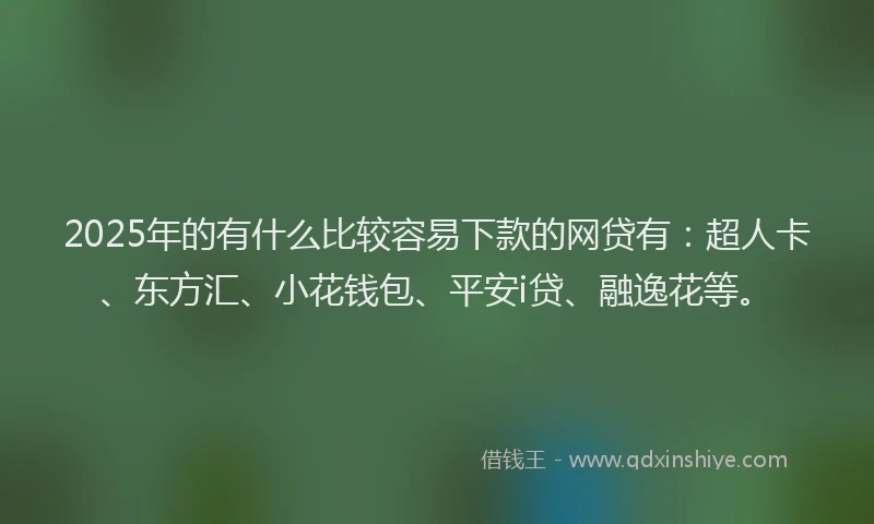 2025年的有什么比较容易下款的网贷有：超人卡、东方汇、小花钱包、平安i贷、融逸花等。