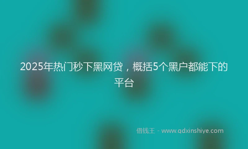 2025年热门秒下黑网贷，概括5个黑户都能下的平台