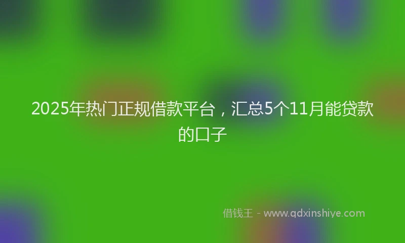 2025年热门正规借款平台，汇总5个11月能贷款的口子
