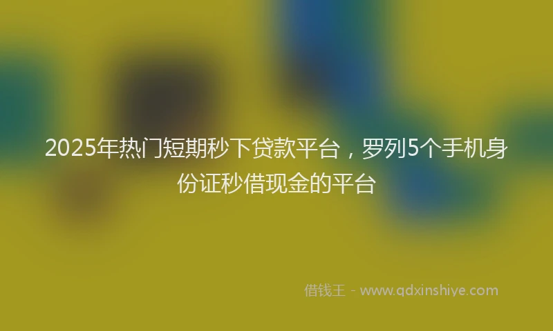 2025年热门短期秒下贷款平台，罗列5个手机身份证秒借现金的平台