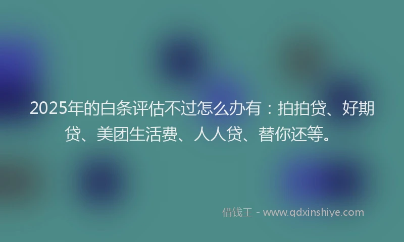 2025年的白条评估不过怎么办有：拍拍贷、好期贷、美团生活费、人人贷、替你还等。
