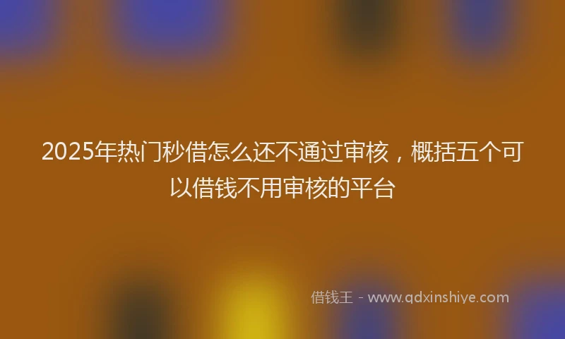 2025年热门秒借怎么还不通过审核，概括五个可以借钱不用审核的平台