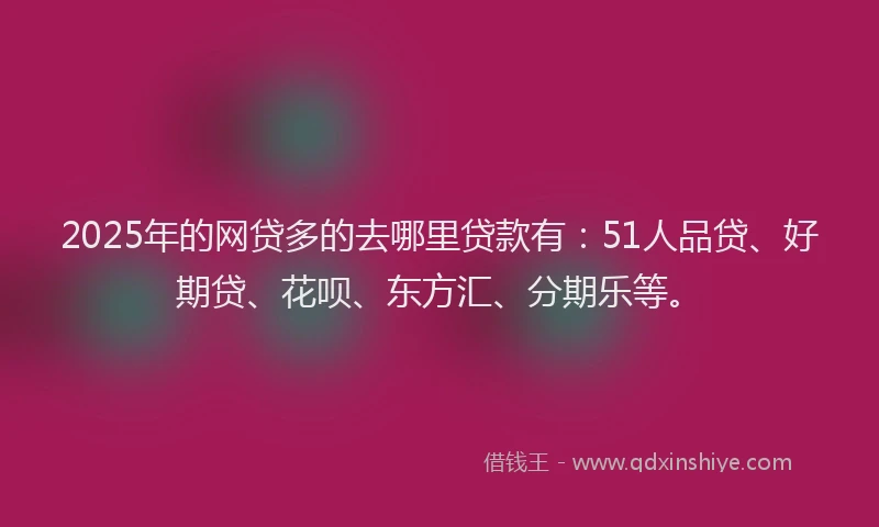 2025年的网贷多的去哪里贷款有：51人品贷、好期贷、花呗、东方汇、分期乐等。
