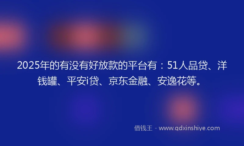 2025年的有没有好放款的平台有：51人品贷、洋钱罐、平安i贷、京东金融、安逸花等。