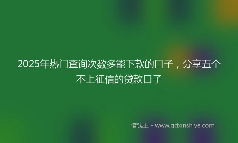 2025年热门查询次数多能下款的口子，分享五个不上征信的贷款口子