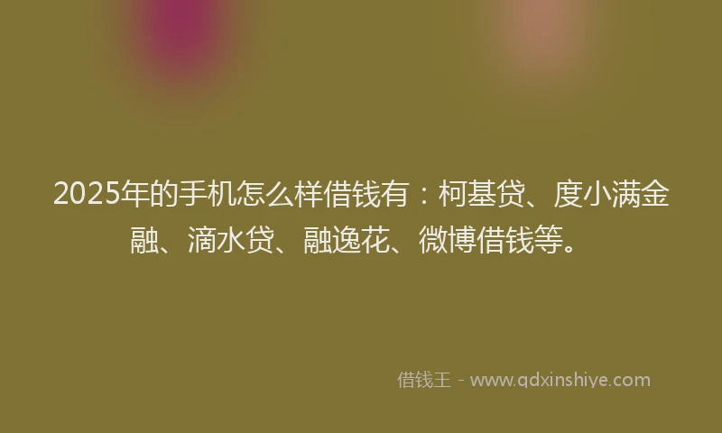 2025年的手机怎么样借钱有：柯基贷、度小满金融、滴水贷、融逸花、微博借钱等。