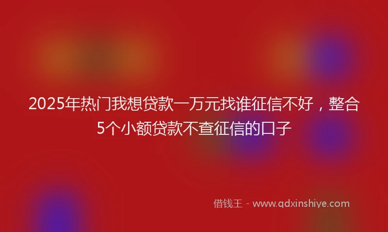 2025年热门我想贷款一万元找谁征信不好，整合5个小额贷款不查征信的口子