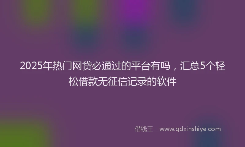2025年热门网贷必通过的平台有吗，汇总5个轻松借款无征信记录的软件