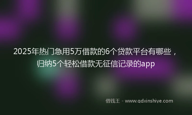 2025年热门急用5万借款的6个贷款平台有哪些，归纳5个轻松借款无征信记录的app