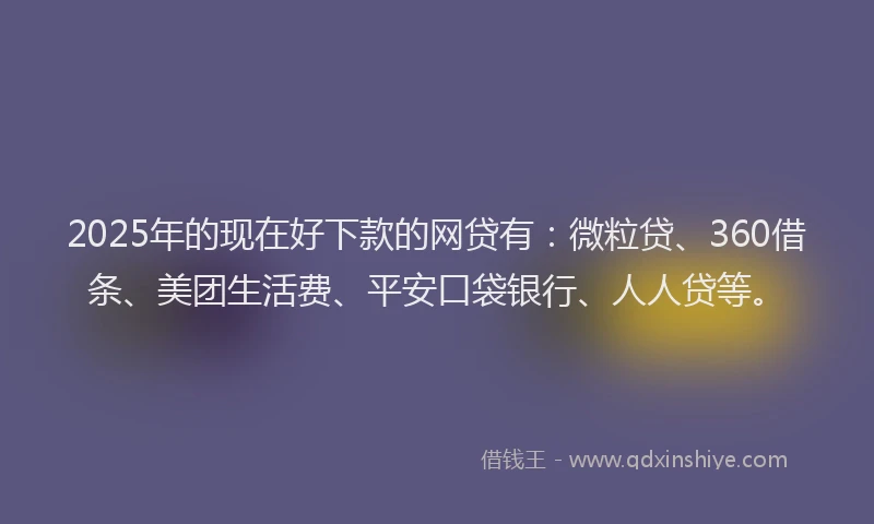 2025年的现在好下款的网贷有：微粒贷、360借条、美团生活费、平安口袋银行、人人贷等。
