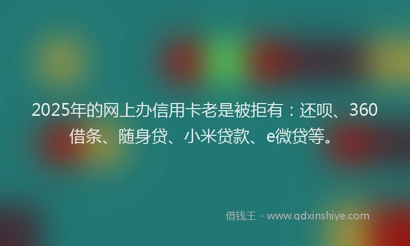 2025年的网上办信用卡老是被拒有：还呗、360借条、随身贷、小米贷款、e微贷等。