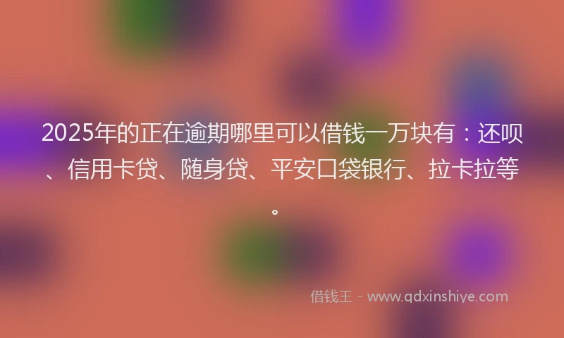 2025年的正在逾期哪里可以借钱一万块有：还呗、信用卡贷、随身贷、平安口袋银行、拉卡拉等。