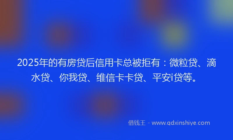 2025年的有房贷后信用卡总被拒有：微粒贷、滴水贷、你我贷、维信卡卡贷、平安i贷等。