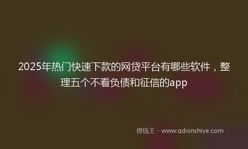2025年热门快速下款的网贷平台有哪些软件，整理五个不看负债和征信的app