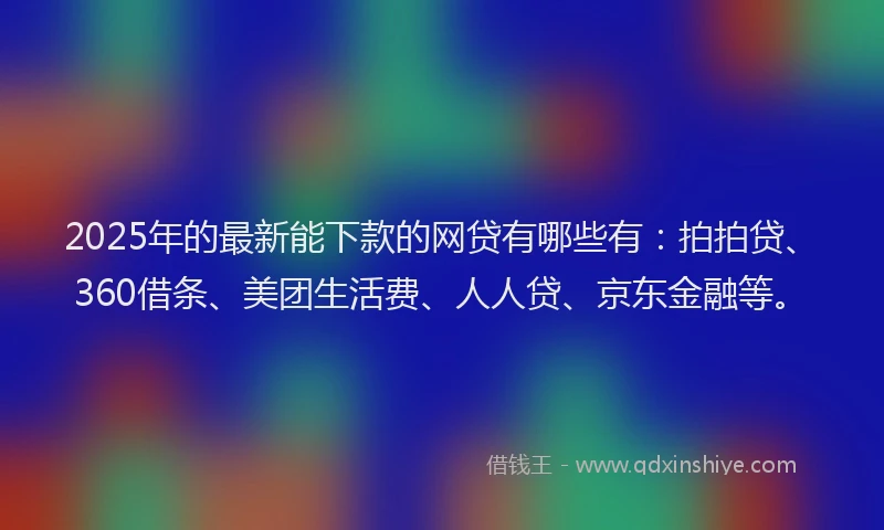 2025年的最新能下款的网贷有哪些有：拍拍贷、360借条、美团生活费、人人贷、京东金融等。