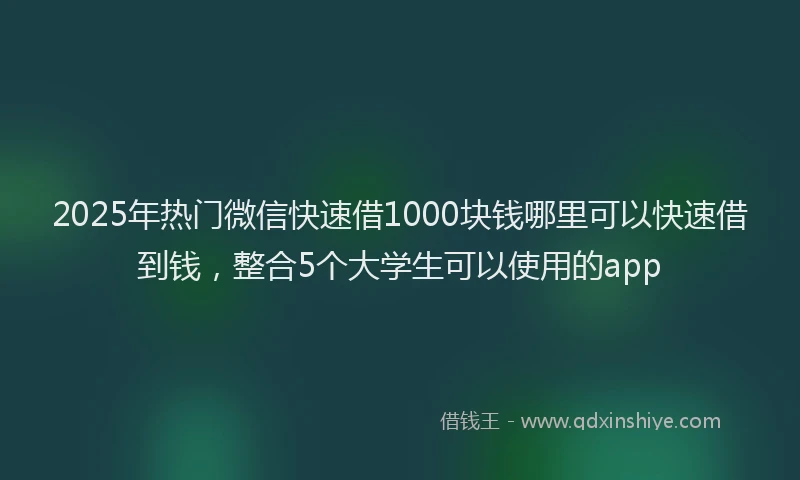 2025年热门微信快速借1000块钱哪里可以快速借到钱，整合5个大学生可以使用的app