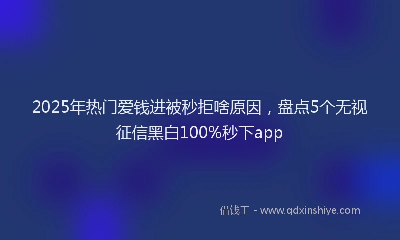 2025年热门爱钱进被秒拒啥原因，盘点5个无视征信黑白100%秒下app
