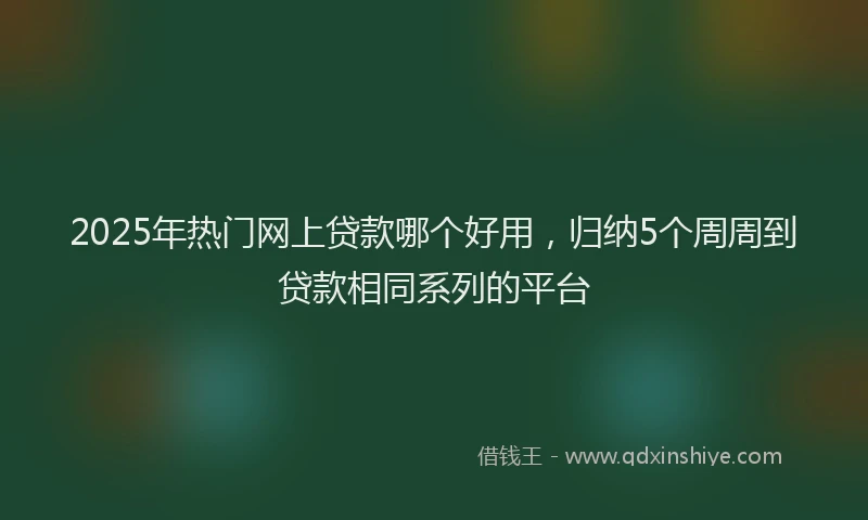 2025年热门网上贷款哪个好用，归纳5个周周到贷款相同系列的平台