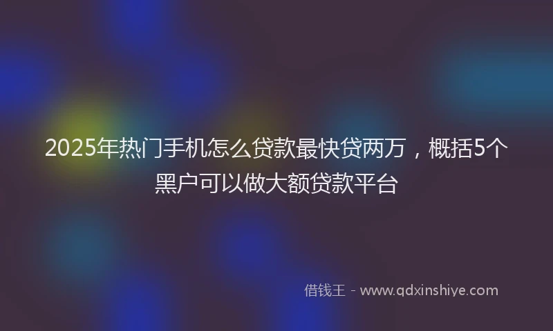 2025年热门手机怎么贷款最快贷两万，概括5个黑户可以做大额贷款平台