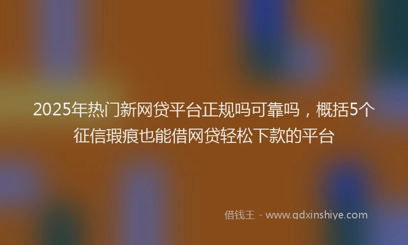 2025年热门新网贷平台正规吗可靠吗，概括5个征信瑕疵也能借网贷轻松下款的平台