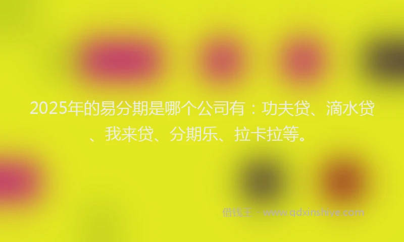 2025年的易分期是哪个公司有：功夫贷、滴水贷、我来贷、分期乐、拉卡拉等。