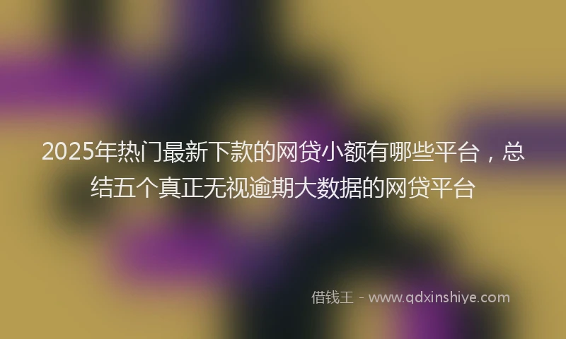 2025年热门最新下款的网贷小额有哪些平台，总结五个真正无视逾期大数据的网贷平台