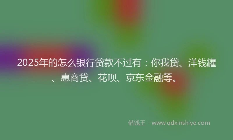 2025年的怎么银行贷款不过有：你我贷、洋钱罐、惠商贷、花呗、京东金融等。