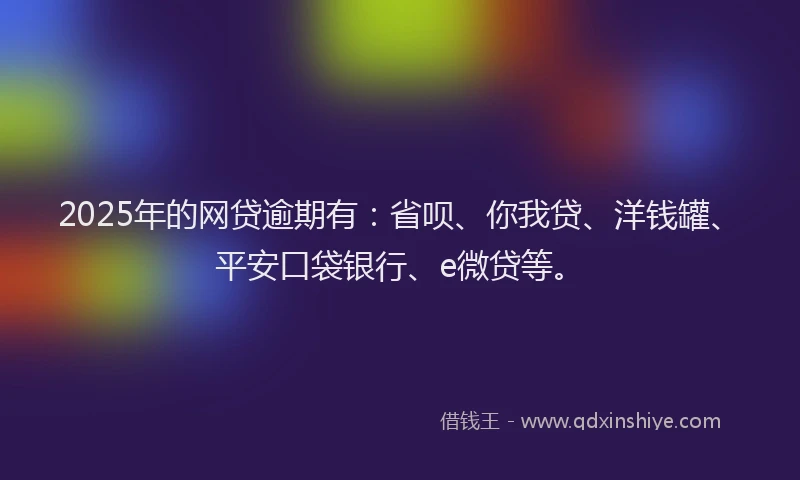 2025年的网贷逾期有：省呗、你我贷、洋钱罐、平安口袋银行、e微贷等。