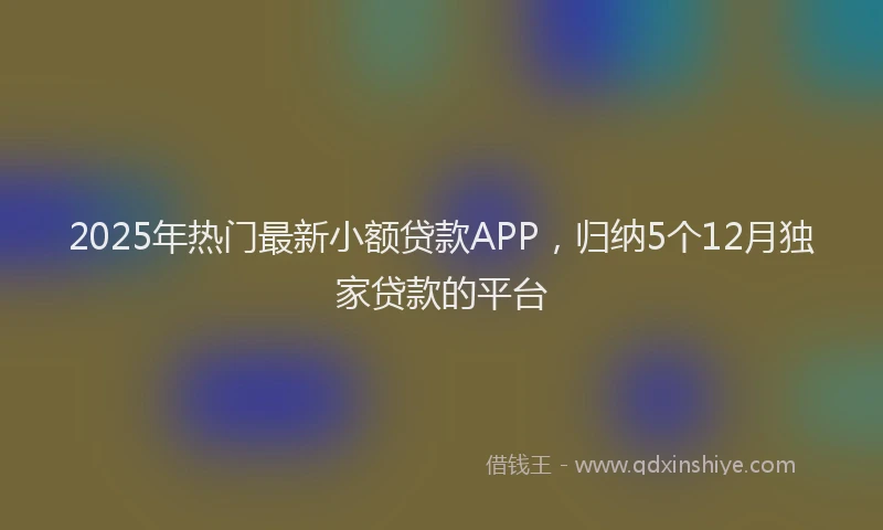 2025年热门最新小额贷款APP，归纳5个12月独家贷款的平台