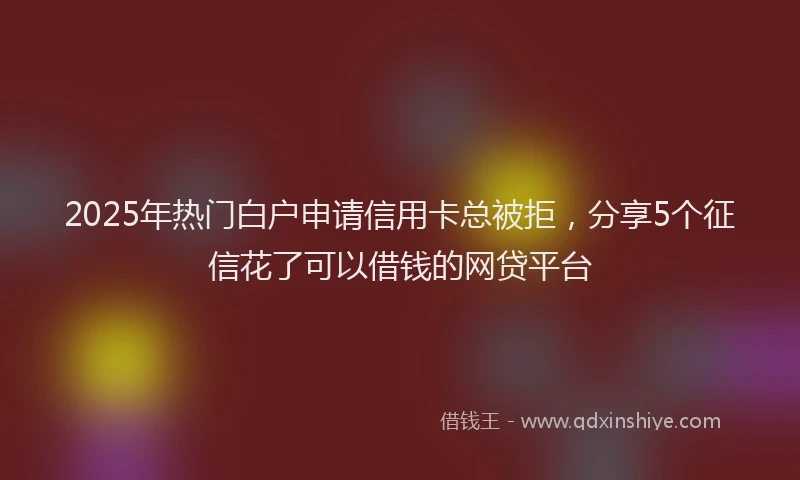 2025年热门白户申请信用卡总被拒，分享5个征信花了可以借钱的网贷平台