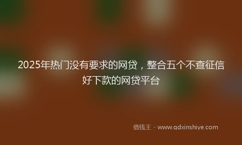 2025年热门没有要求的网贷，整合五个不查征信好下款的网贷平台