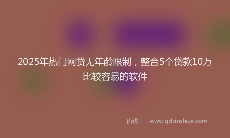 2025年热门网贷无年龄限制，整合5个贷款10万比较容易的软件