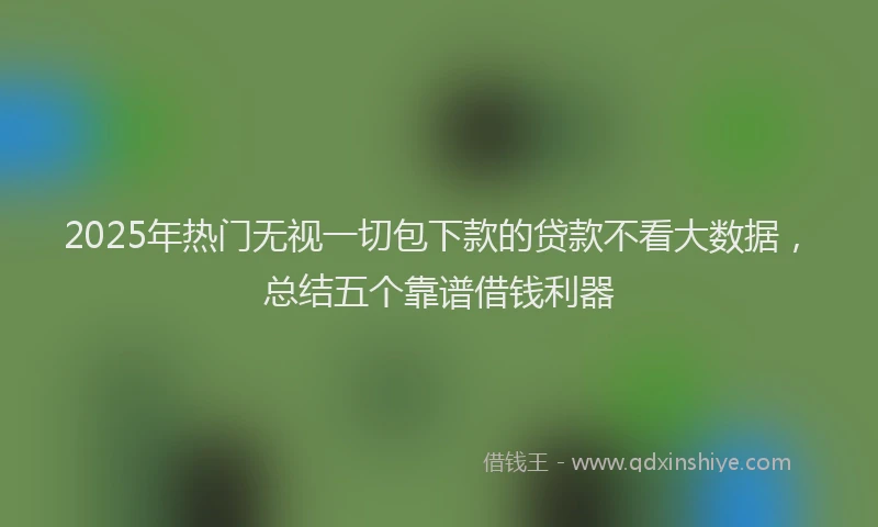 2025年热门无视一切包下款的贷款不看大数据，总结五个靠谱借钱利器