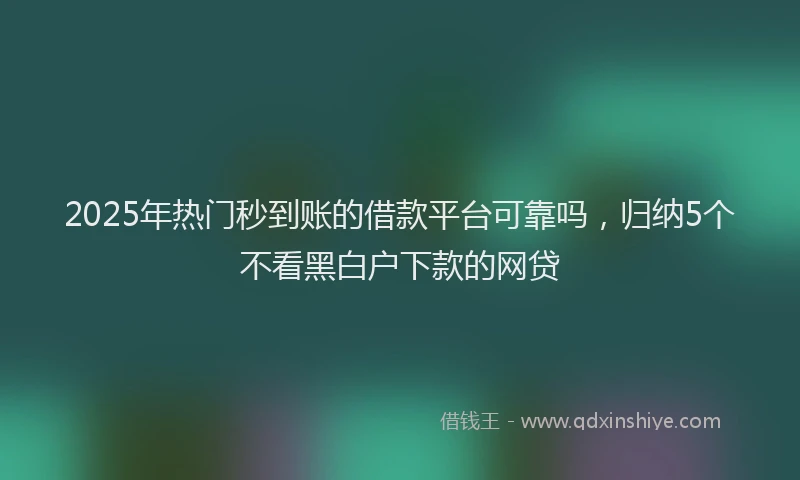 2025年热门秒到账的借款平台可靠吗，归纳5个不看黑白户下款的网贷