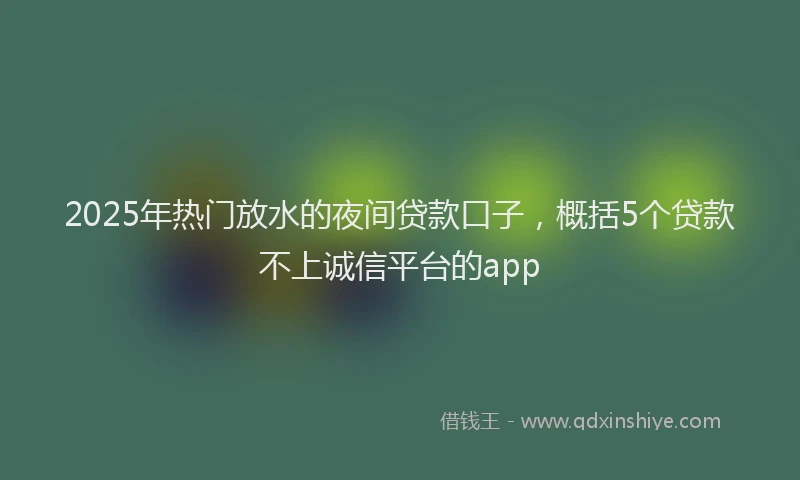 2025年热门放水的夜间贷款口子，概括5个贷款不上诚信平台的app